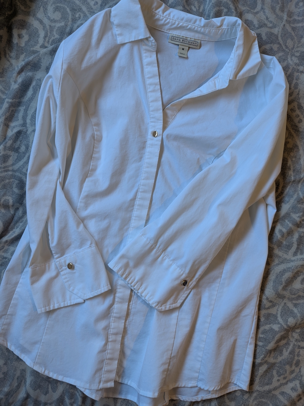 Dana Buchman White Button-Front Collared Blouse
